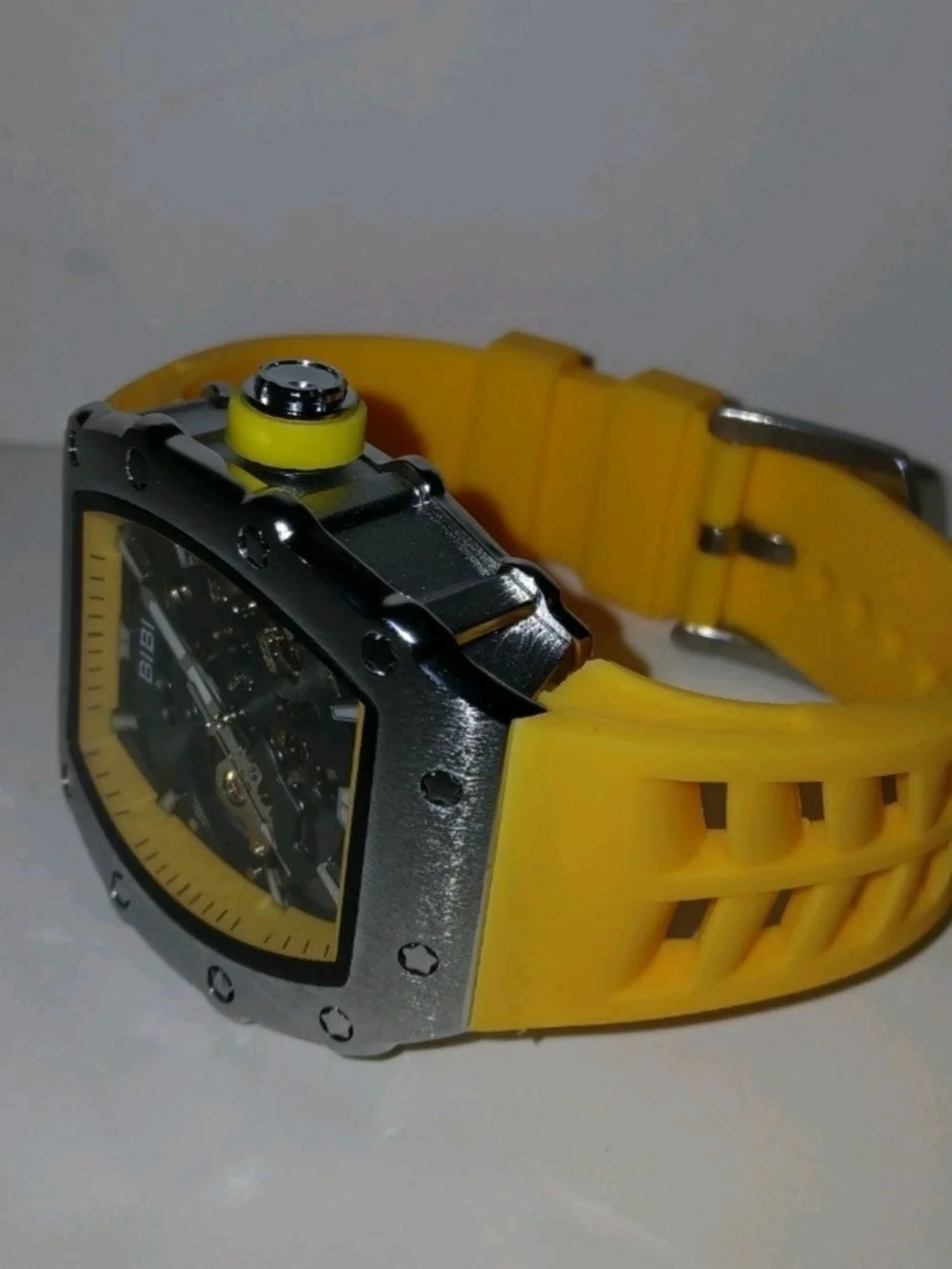 BiBi Yellow Skeleton Dial Sport Watch